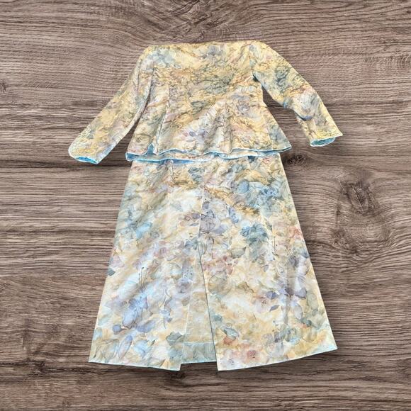 Vintage Scott McClintock Pastel Brocade & Lace Skirt Suit Maxi Size 60 - Picture 2 of 8